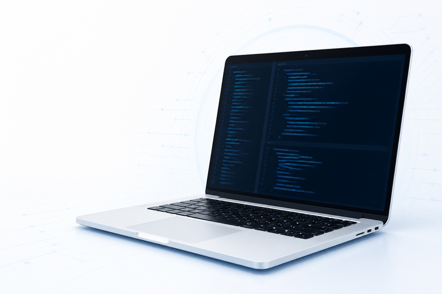 Laptop displaying a software development interface